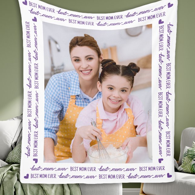 Best Mama Ever Personalisiert Elegante Modernes Fo Fleecedecke (Von Creator hochgeladen)