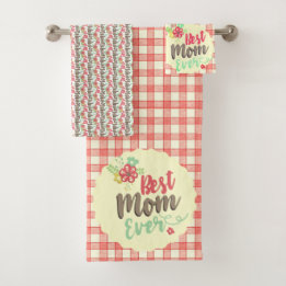 "Best Mama Ever" Red Gingham Handtuch Set Optionen