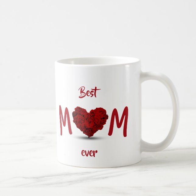 Best Mama Ever Rose Herzstück Bouquet - Tasse (Rechts)