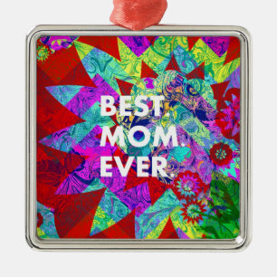 BEST MAMA JE farbenfrohe Blumenmütter Tagesgeschen Silbernes Ornament