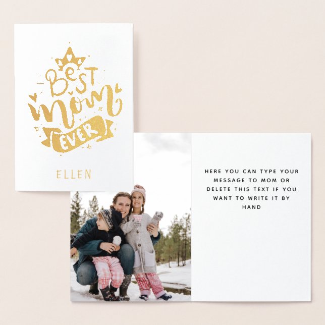 Best Mama je Gold Foil Foto Custom Message Foil Folienkarte (Anzeige)