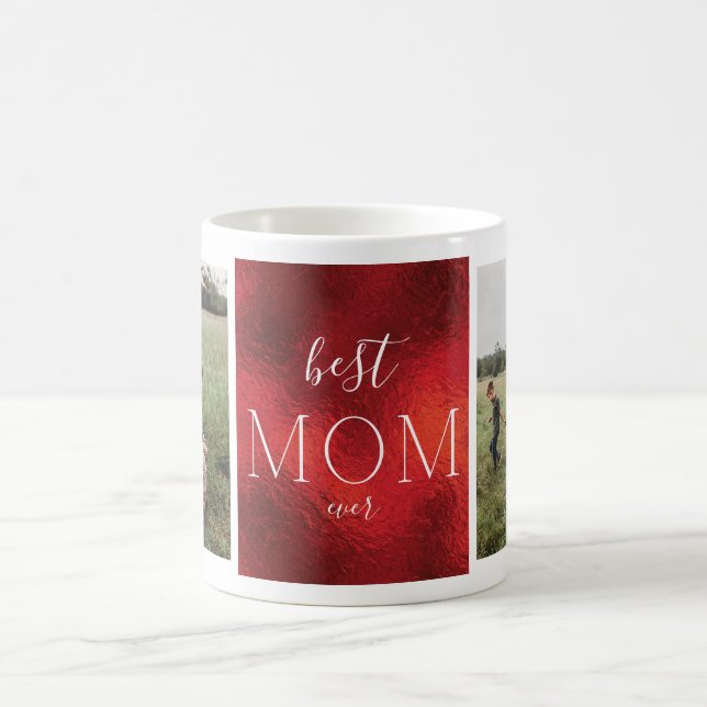Best Mama jemals RED Christmas Foil Custom Foto Kaffeetasse (Mittel)