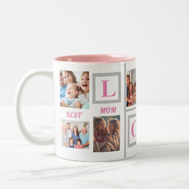 Best Mama LIEBE Custom Foto Kaffee  Zweifarbige Tasse (Links)