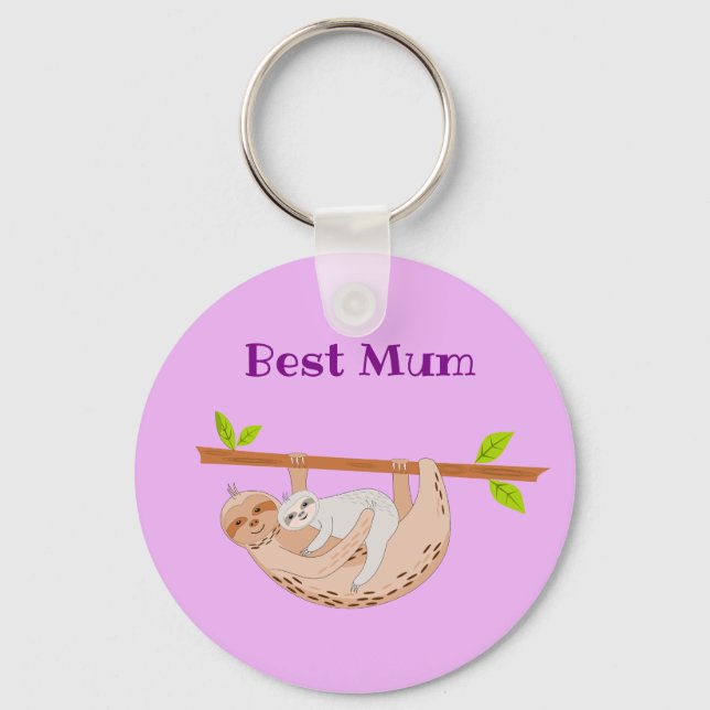 Best Mama, Mütter Day Sloth & Baby Key Ring Schlüsselanhänger (Vorderseite)