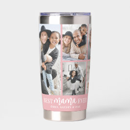 Best Mama Pink Photo Collage Thermobecher