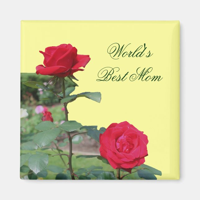 Best Mama Rote Rose Blume Foto Magnet (Vorne)