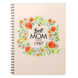 Best Mama Seit Watercolor Floral Notebook Notizblock