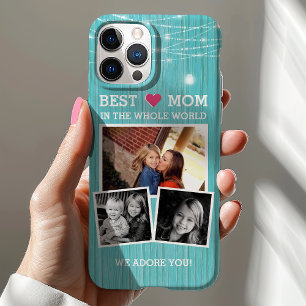Best Mama String Lights Wood Family Foto Collage Case-Mate iPhone Hülle