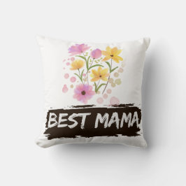 Best Mama Watercolour Flowers throw pillow Kissen