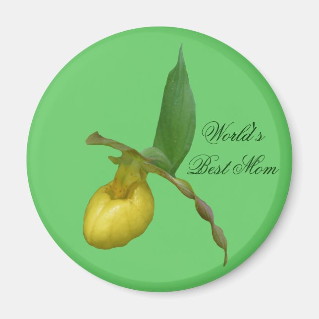 Best Mama Yellow Lady Slipper Blume Foto Magnet (Vorne)