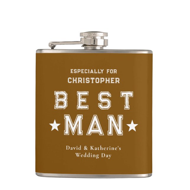 Best Man Appreciation Gift Brown Flachmann (Vorderseite)