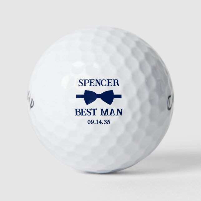 Best Man Blue Bow Tie Golfball (Vorderseite)