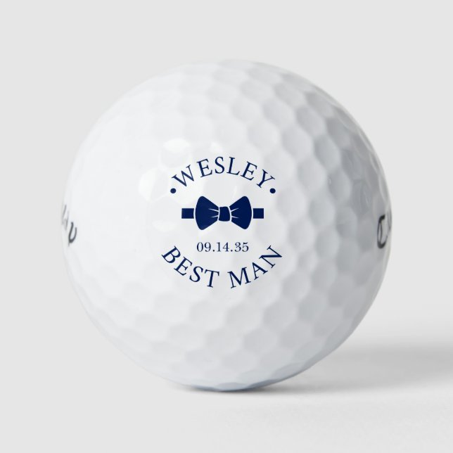 Best Man Blue Bow Tie Golfball (Vorderseite)