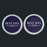 Best Man Cufflinks Manschetten Knöpfe<br><div class="desc">Sterling Silver plated cufflinks shown in a navy and white best man print. 
Customize this item or buy as is.




Licensed Print</div>