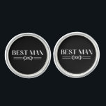 Best Man Cufflinks Manschetten Knöpfe<br><div class="desc">Sterling Silver plated cufflinks shown in a black and white best man print. 
Customize this item or buy as is.




Licensed Print</div>