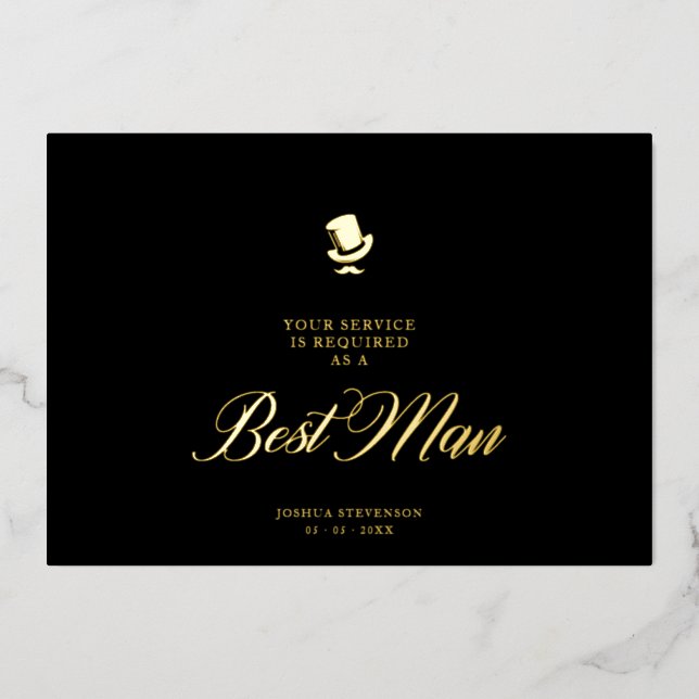 Best Man Funny Wedding Minimalist Proposal Card Folieneinladung (Vorderseite)