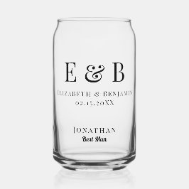 Best Man Gift Monogram Wedding Minimalist Dosenglas