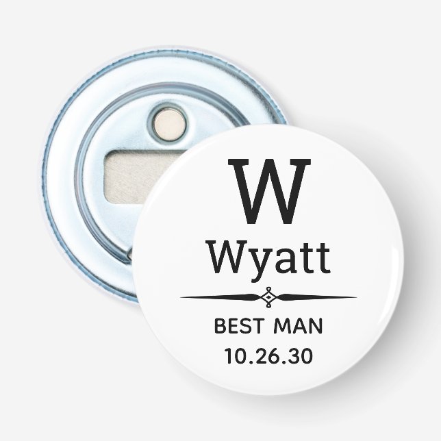 Best Man Monogrammatil Flaschenöffner (Vorderseite)