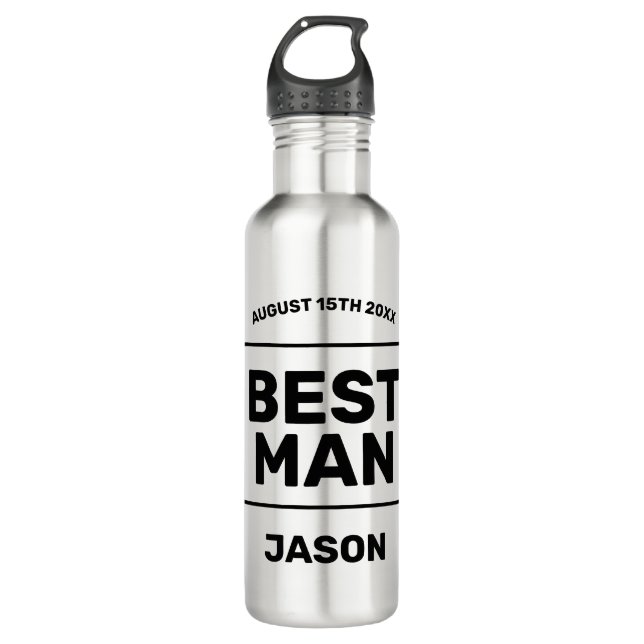 Best Man personalized groomsman gift Edelstahlflasche (Vorderseite)