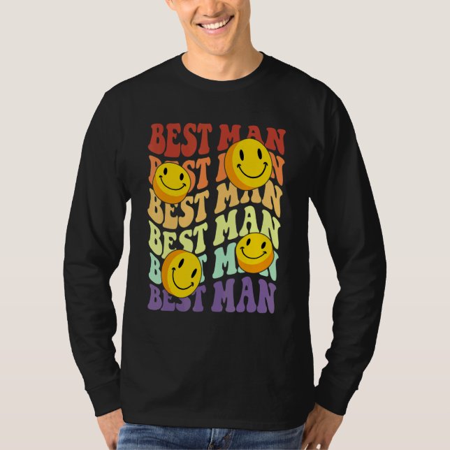 best man retro smile face wedding celebration bach T-Shirt (Vorderseite)