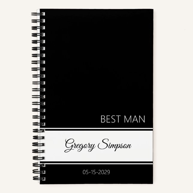Best Man Thank You Journal Modern Name Notizbuch (Vorderseite)