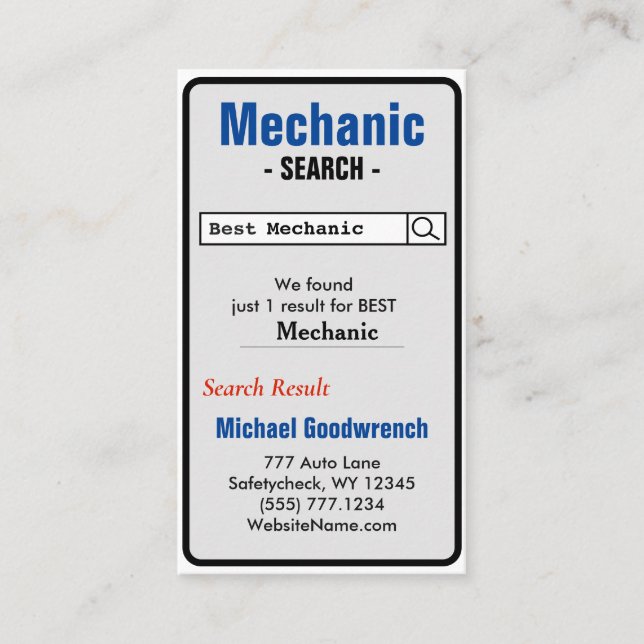Best Mechanic Business Card Visitenkarte (Vorderseite)