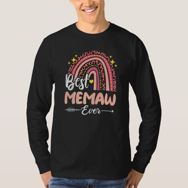Best Memaw jemals Rainbow Leopard Karierter Mutter T-Shirt (Vorderseite)