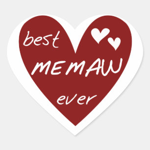 Best Memaw - T - Shirt und Geschenke für das Rote Herz-Aufkleber
