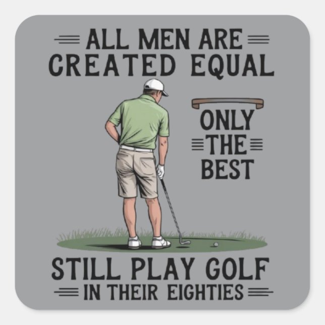 Best Men Play Golf Eighties Funny Golfer Golfing  Quadratischer Aufkleber (Vorderseite)