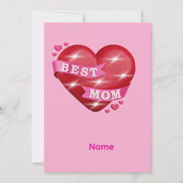 Best Mom 3D Glossy Red Heart Mother's Day Gif Dankeskarte