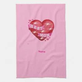 Best Mom 3D Glossy Red Heart Mother's Day Gif Geschirrtuch