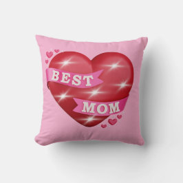 Best Mom 3D Glossy Red Heart Mother's Day Gif Kissen