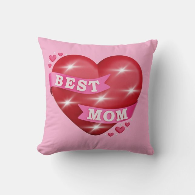 Best Mom 3D Glossy Red Heart Mother's Day Gif Kissen (Vorderseite)