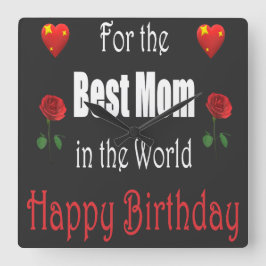 Best Mom Birthday Design Quadratische Wanduhr