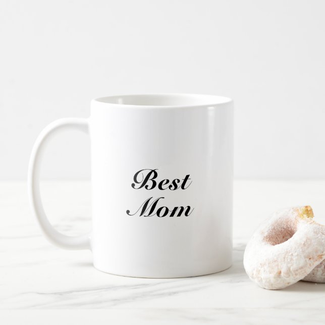 Best mom Black White Classic Script Elegant Cute Kaffeetasse (Mit Donut)