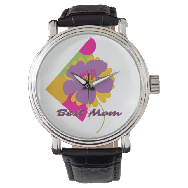 Best Mom Colourful Trendy Design Armbanduhr (Vorderseite)