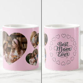 Best Mom Ever 3 Heart Photo Keepsake Pink Kaffeetasse