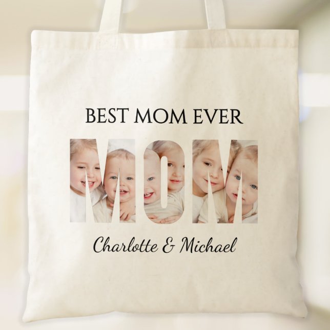Best Mom Ever 3 Photos Cutout Letters Tragetasche (Von Creator hochgeladen)
