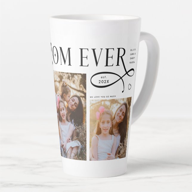 Best Mom Ever 3 Photos Heart Mothers Day Gifts Milchtasse (Rechte Ecke)