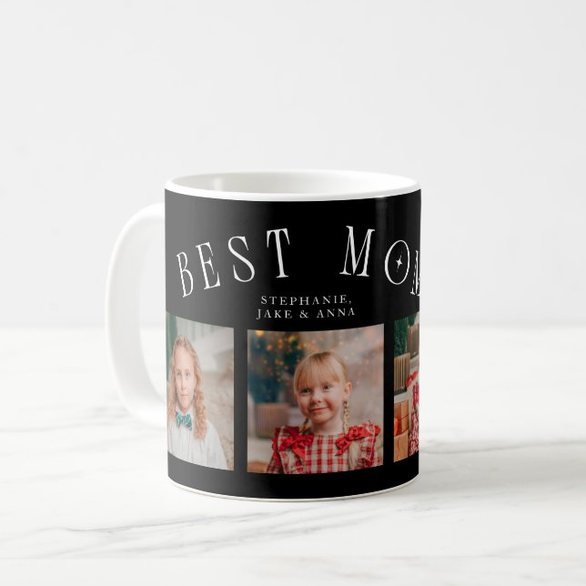 Best Mom Ever 4-Photo Black Mothers Day  Kaffeetasse (Vorderseite Links)
