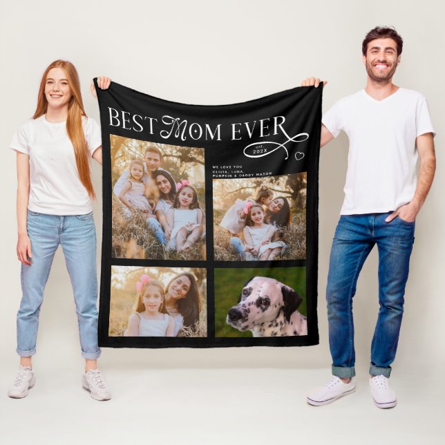 Best Mom Ever 4 Photos Heart Mothers Day Gifts Fleecedecke (Beispiel)