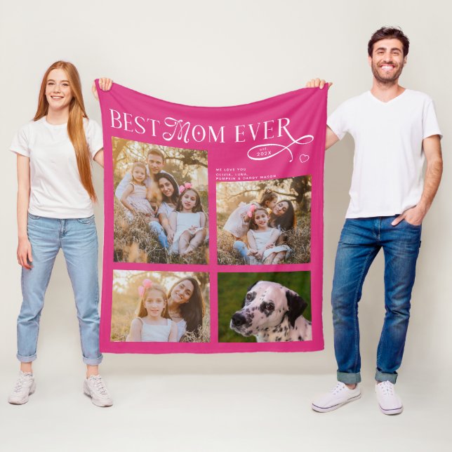 Best Mom Ever 4 Photos Heart Mothers Day Gifts Fleecedecke (Beispiel)