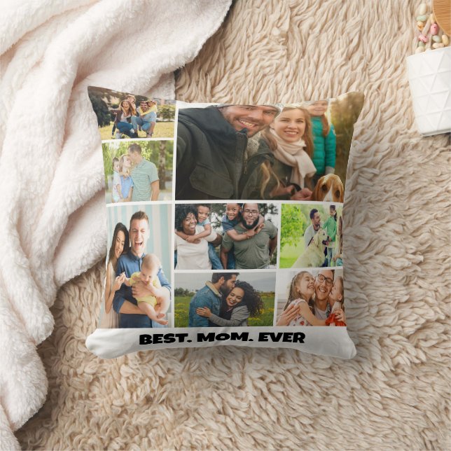 Best Mom Ever – 8 Photo Collage Frame Template Kissen (Decke)
