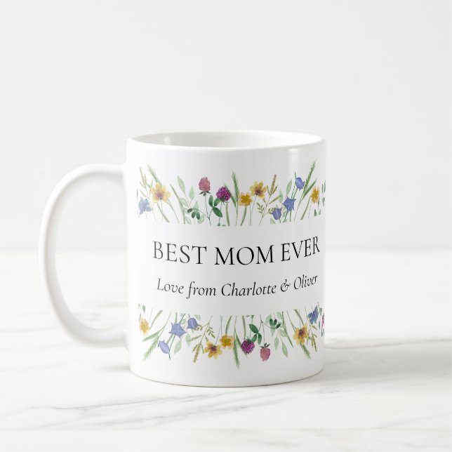 Best Mom Ever Floral Mother's Day  Kaffeetasse (Links)