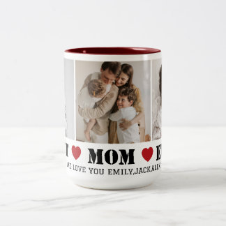 Best Mom Ever Modern 3 Photo Collage Mug Zweifarbige Tasse