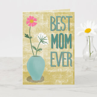 Best Mom Ever – Modern Floral Abstract with Vase Karte