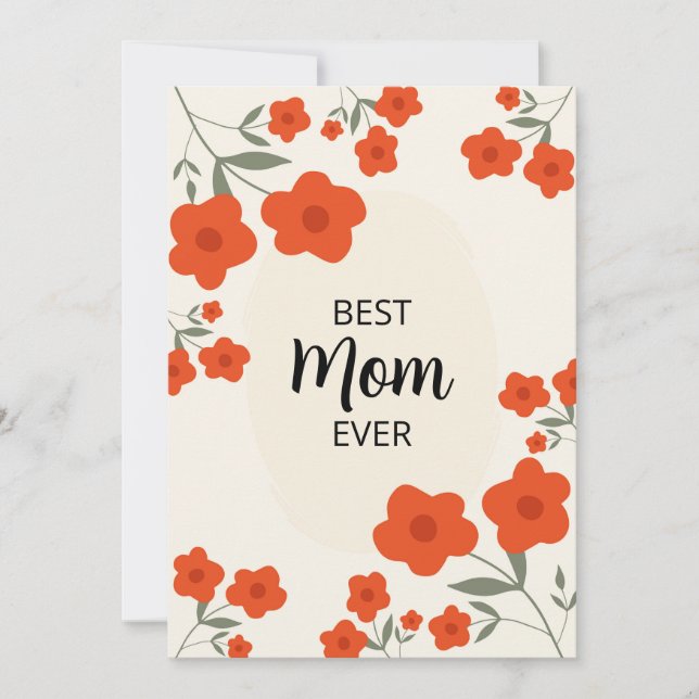 Best Mom Ever-Mothers Day Ditsy Orange floral Card Einladung (Vorderseite)