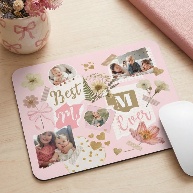 Best Mom Ever Mother's Day Scrapbook Photo Collage Mousepad (Best Mom Ever Mother's Day Scrapbook Photo Collage Mouse Pad)