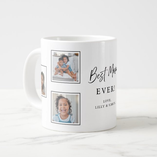 Best Mom Ever Multi‑Photo Keepsake Mug Jumbo-Tasse (Vorderseite Links)