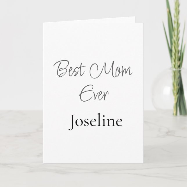 Best mom ever name simple minimal stylish mothers  karte (Vorderseite)